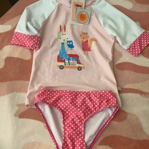 Girls brand new bathing suit cute graphics
